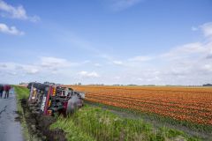 Een vrachtwagenchauffeur is dinsdagmiddag op de krant in een sloot belandt langs de Eemsweg bij Uithuizen. De chauffeur moest na eigen zeggen uitwijken voor een tegenligger en kwam te ver in de zachte berm terecht waarna zijn combinatie kantelde. De chauffeur is ter plaatse door ambulancepersoneel onderzocht maakt raakte niet gewond. Een bergingsbedrijf zal de vrachtwagen in de loop van de avond bergen.