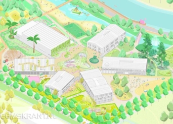 Foto: De campus Eemsdelta bestaat uit zes gebouwen rond een centraal hart