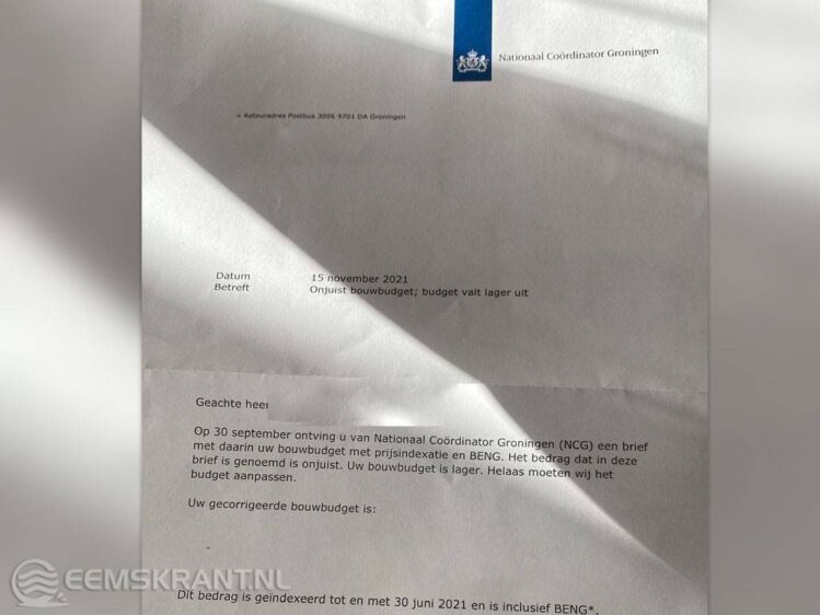 Foto: de brief die de bewoners vandaag ontvingen.