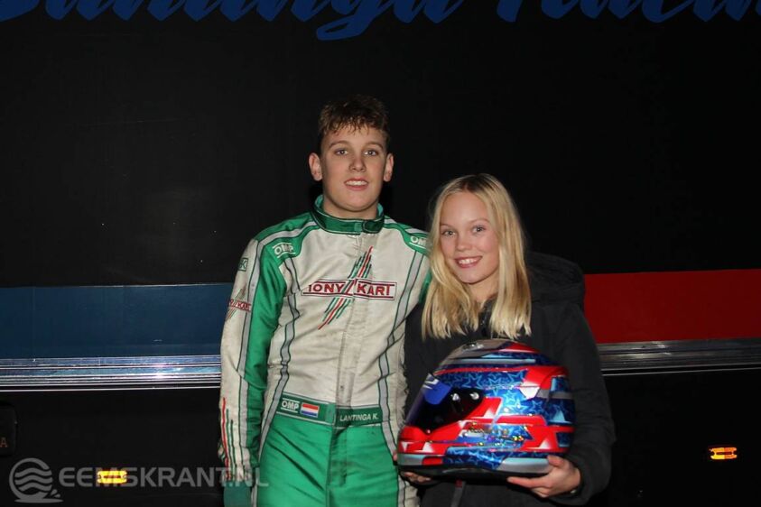 Broer Kevin en zus Roxanne Lantinga met succes actief in de kartsport. Foto: RaceXpress.nl