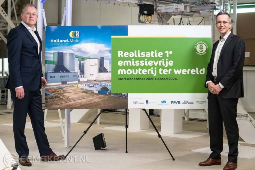 Jos Jennissen en Martijn van Iersel – eerste emissievrije mouterij ter wereld. Foto: Holland Malt