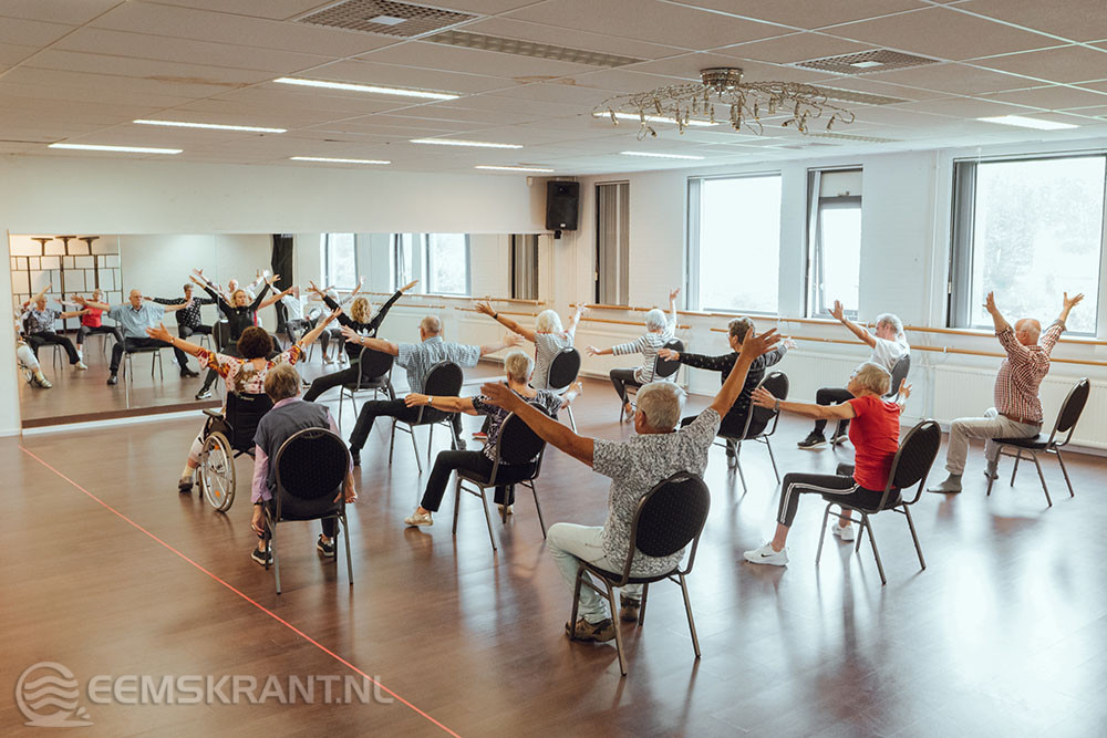 Beeld uit les met Parkinsongroep.