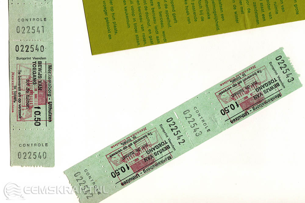 Entreekaartjes Menkemaborg uit 1984