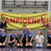 Staand (v.l.n.r.) trainsters/coaches Fenny, Ina, Katja en Frieke. Zittend (vlnr) Milou, Elleke, Lieke, Rob, Carlijn, Tim en Nicole.