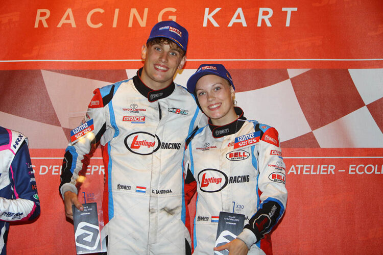 Kevin en Roxanne Lantinga allebei op podium.