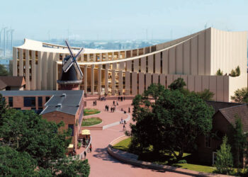 Artist impression Huis van Cultuur en Bestuur Eemsdelta (ontwerpteam Benthem Crouwel Architects en Snøhetta)