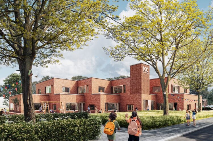 Een artist impression van de nieuwe school
