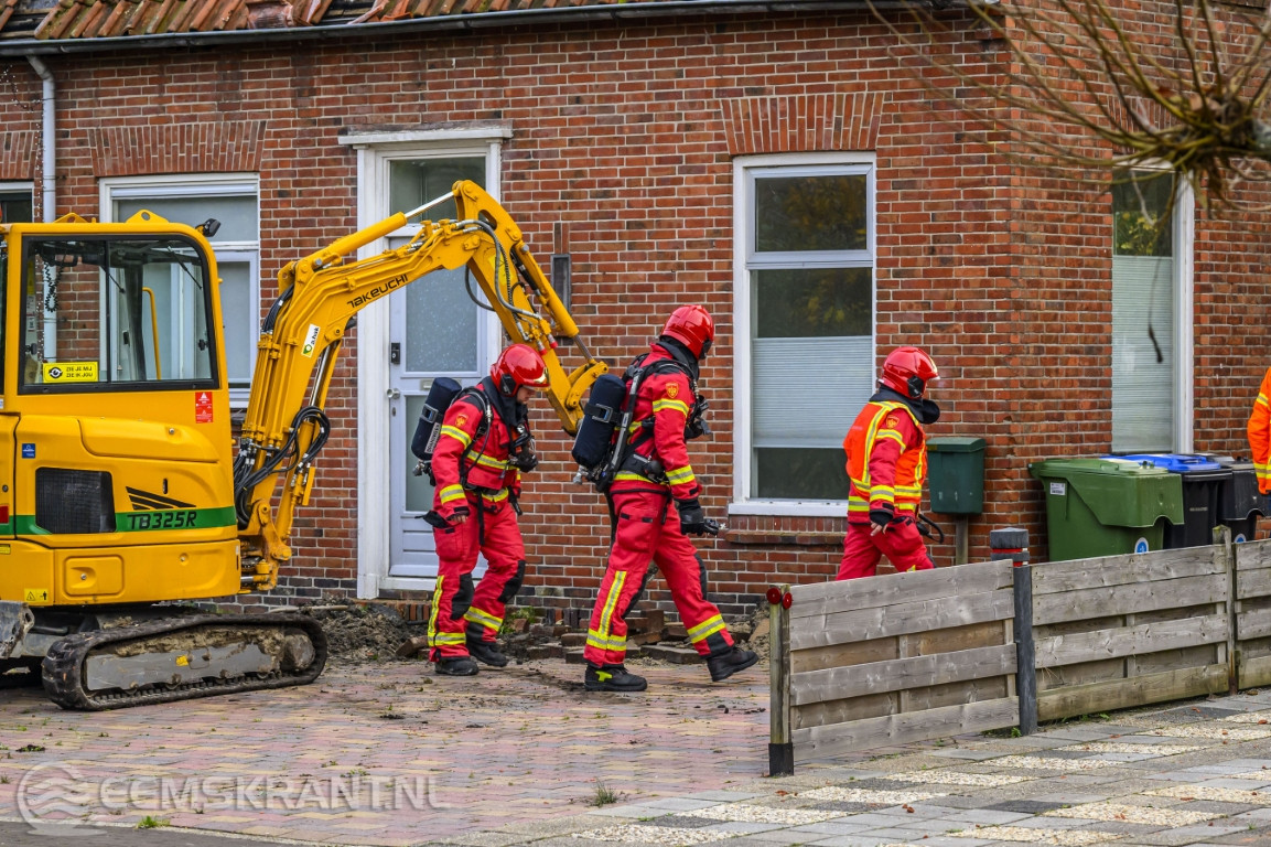 Gasleiding geraakt bij graafwerkzaamheden in Appingedam