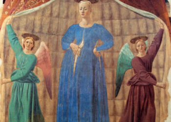 Een zeldzame afbeelding van een zwangere ‘Maria del parto’ op een Italiaans fresco uit 1460.
