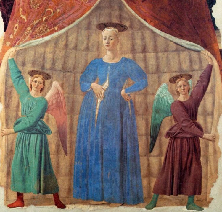 Een zeldzame afbeelding van een zwangere ‘Maria del parto’ op een Italiaans fresco uit 1460.
