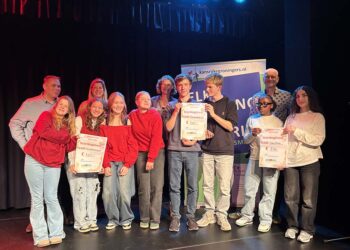 De 1e prijs-winnaars ontvangen 240- euro aan startkapitaal van de jury voor hun Junior Company