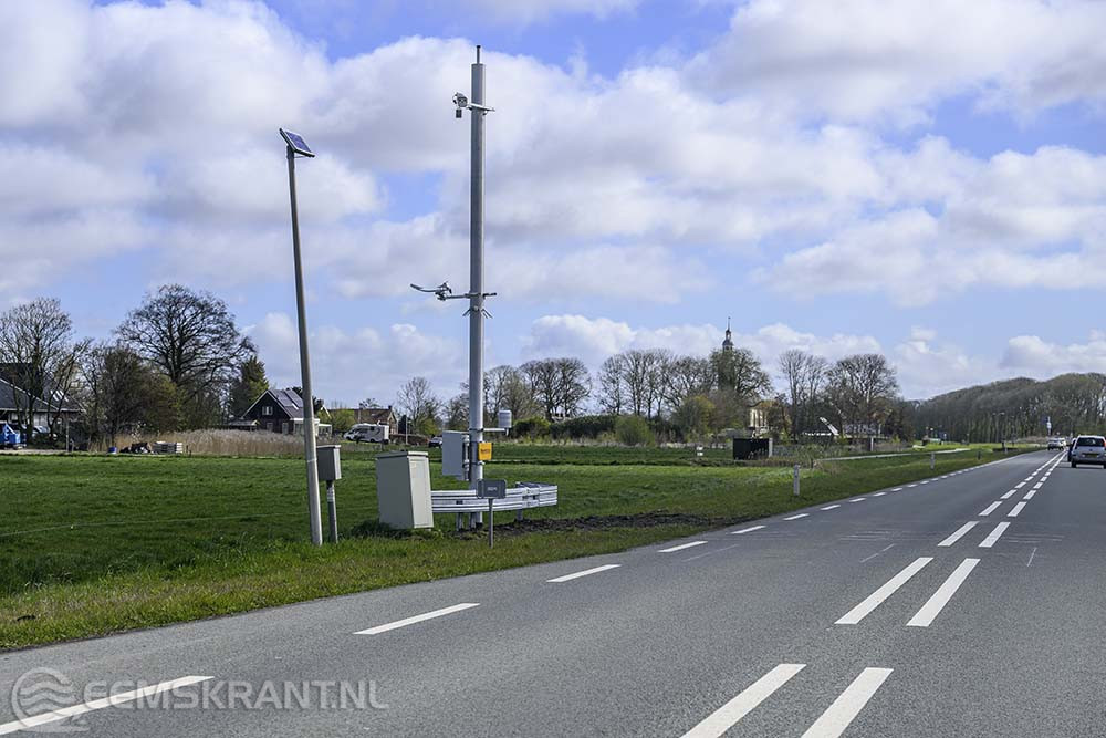 Slimme weerstations geplaatst langs provinciale wegen, zo ook op de N360 bij Appingedam