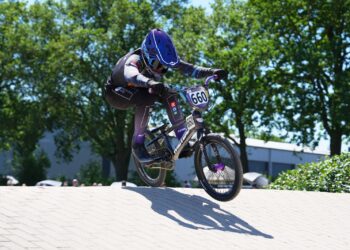 Luca de Rooy uit Zeerijp in actie tijdens het kampioenschap afgelopen weekend in Dedemsvaart.
